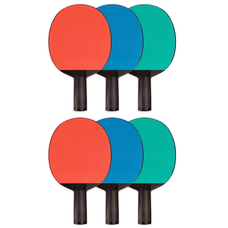 Champion Sports Plastic Rubber Face Table Tennis Paddle, PK6 PN4